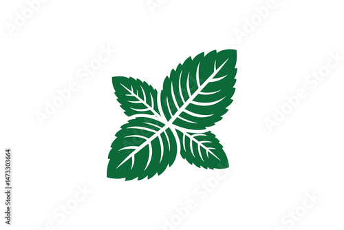 simple and unobtrusive Mint leaf vector silhouette illustration isolated in white background