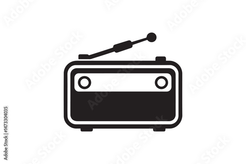 simple and unobtrusive Vintage radio vector silhouette illustration isolated in white background