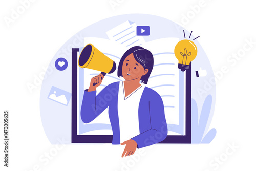 Illustration of Brand Storytelling and Content Marketing Strategy. Illustrations for websites, landing pages, mobile apps, posters and banners