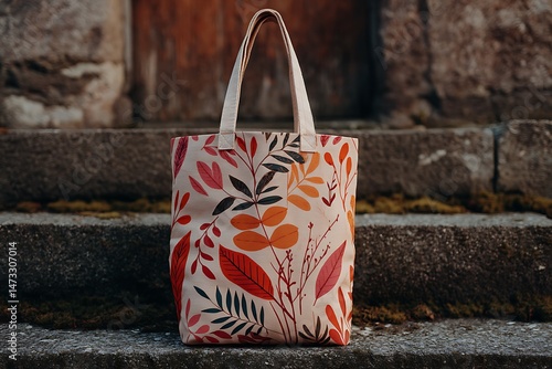 Autumn Elegance, Falling Leaves, Autumn Forest Tote with Vibrant Foliage Design.