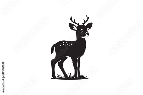 simple and unobtrusive Baby deer vector silhouette illustration isolated in white background