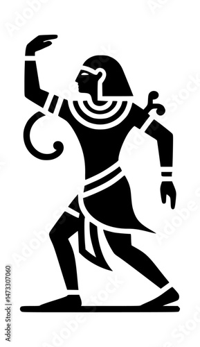Ancient Egyptian Man Dancing Icon Logo Black Vector