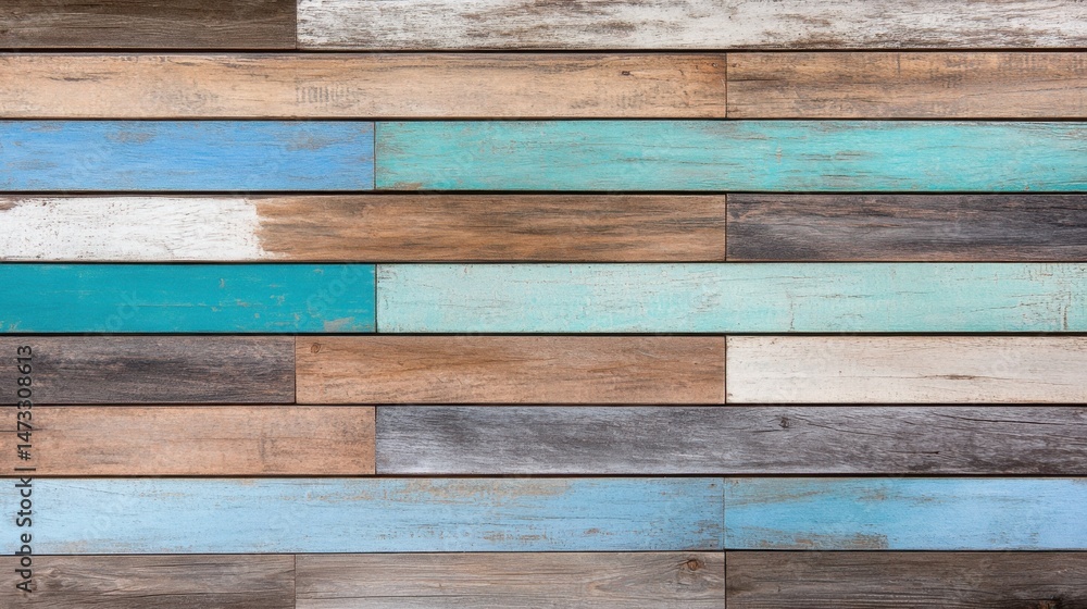 Naklejka premium Shabby chic wooden background with faded paint, worn-out texture, vintage and rustic charm