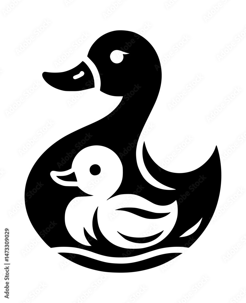 Obraz premium Duck Baby Duck Icon Logo Black Vector Wildlife