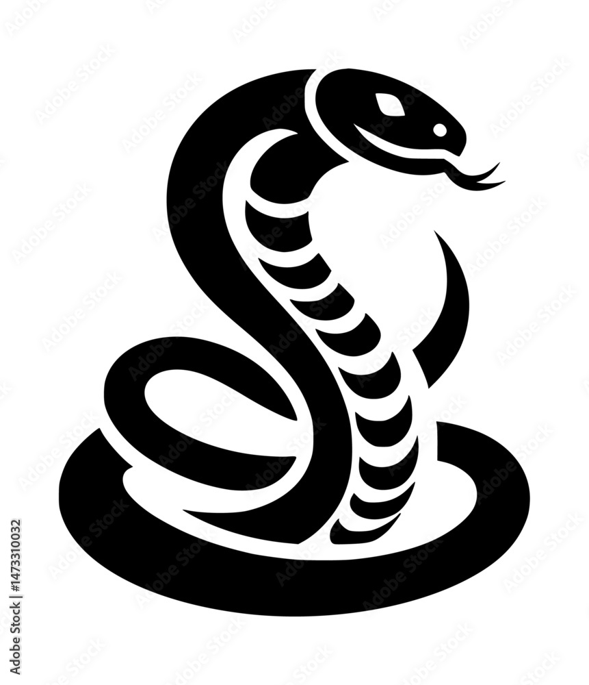 Fototapeta premium Snake Cobra Icon Logo Black Vector White Background