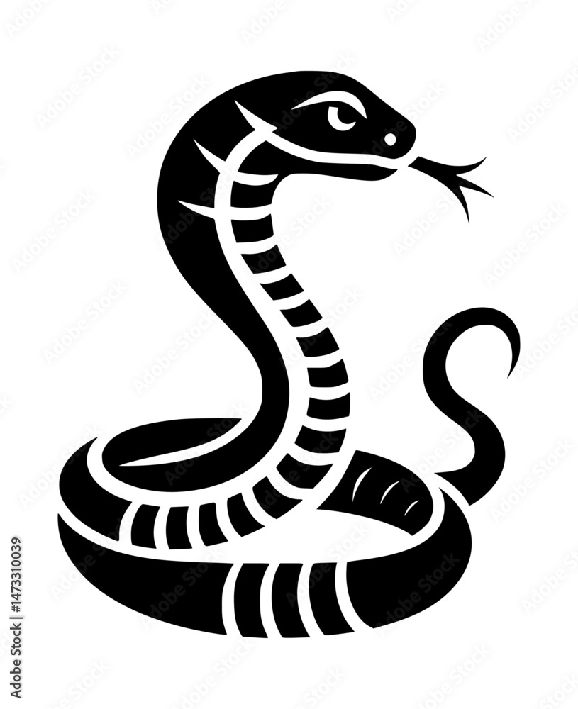 Fototapeta premium Snake Cobra Symbol Icon Logo Black Vector Reptile