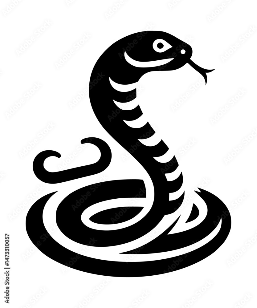 Fototapeta premium Snake Cobra Symbol Icon Logo Black Vector Mystic Design