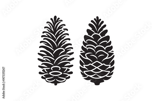 simple and unobtrusive Pine cone vector silhouette illustration isolated in white background