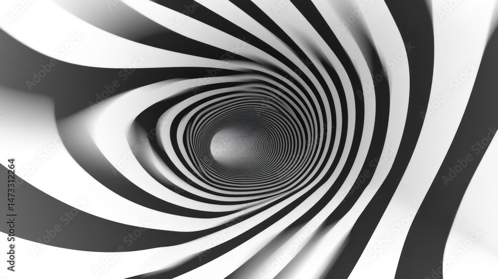 Naklejka premium Abstract tunnel with black and white stripes