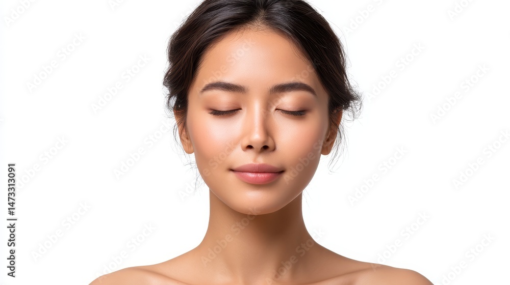Serene woman with closed eyes, a portrait of tranquility and inner peace Serene woman with closed eyes, a portrait of tranquility and inner peace