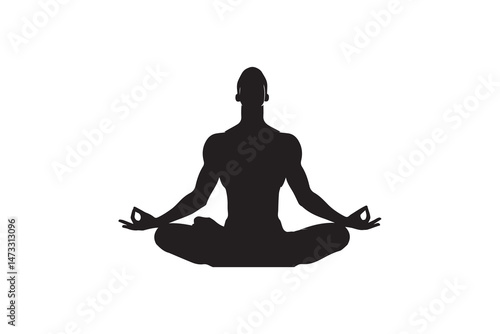 simple and unobtrusive A man doing meditation vector silhouette illustration isolated in white background