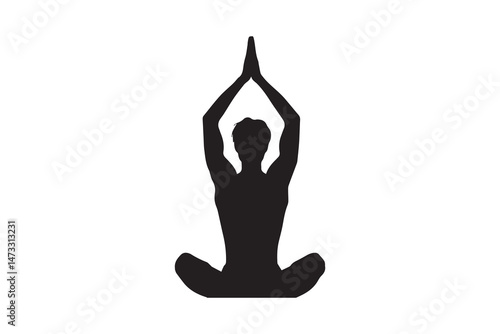 simple and unobtrusive A man doing meditation vector silhouette illustration isolated in white background