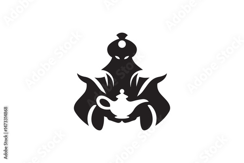simple and unobtrusive Aladdin jinn vector silhouette illustration isolated in white background
