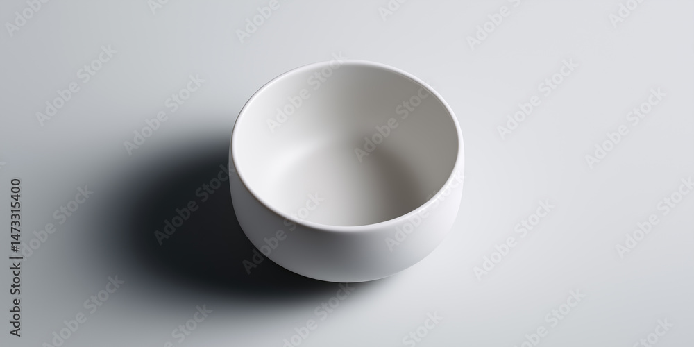 Simple white bowl on light surface Simple white bowl on light surface