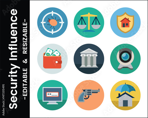 Security And Protection Flat Icons Set Security Concept Prevention Of Crime And Safety For Business