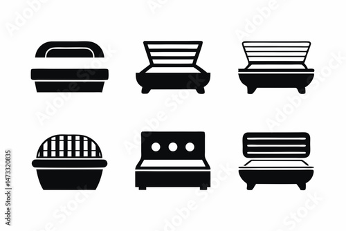 set of Tanning Bed silhouette vector illustration