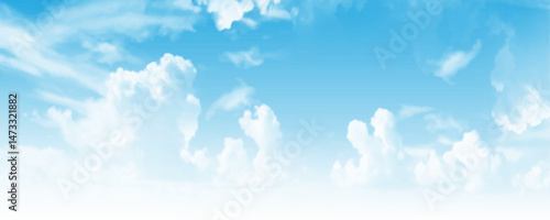 Copy space summer blue sky and white clouds abstract background. Summer blue sky image. Vector illustration.