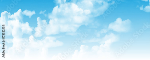 Summer blue sky image.  Fantastic soft white clouds against blue sky