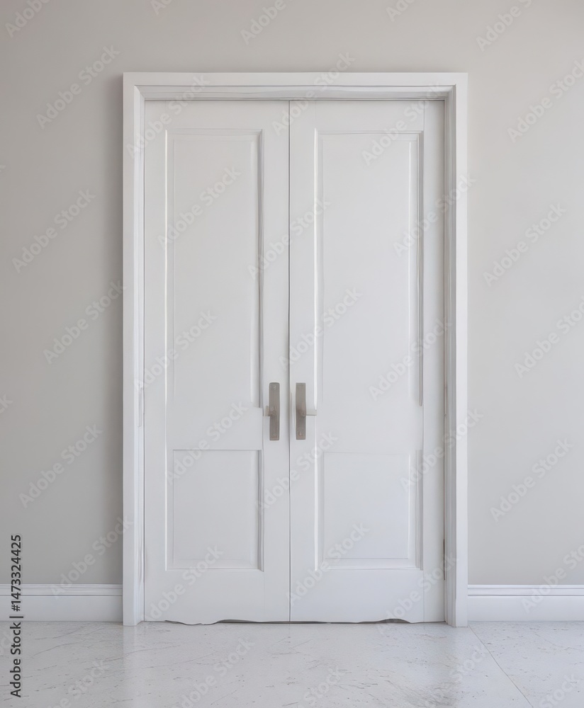 Clean white doors, various states, bright setting , door, door frames, white background Clean white doors, various states, bright setting , door, door frames, white background