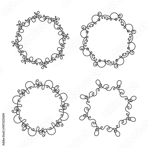 Abstract circle line art decoration isolated flat design.