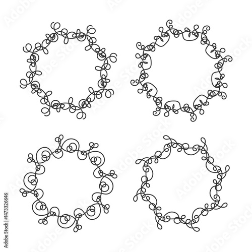 Aesthetic circle line art decoration isolated flat design.