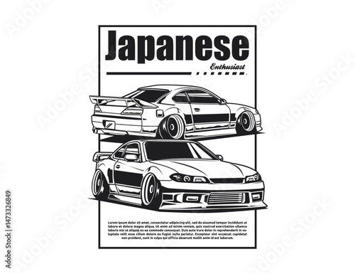 halftone Japanese 90s car design illustration graphic vector