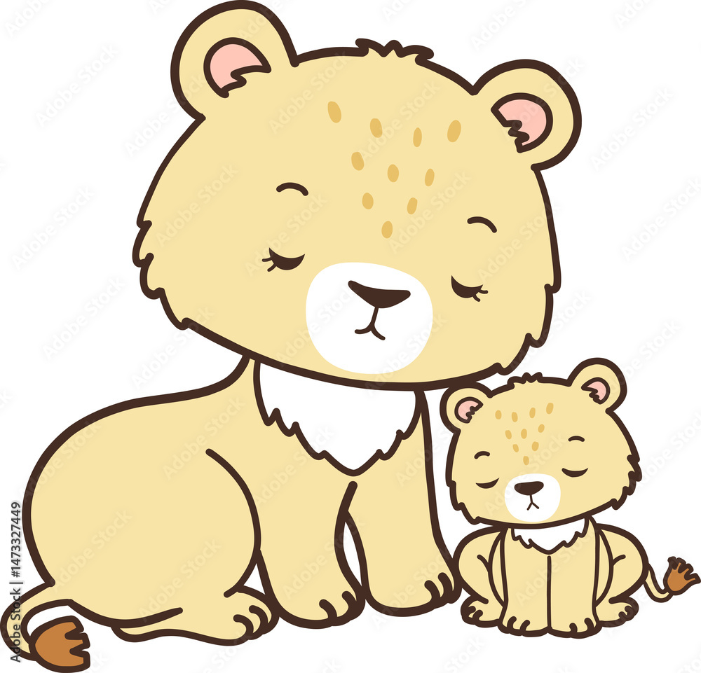 Lion Mother Collection Vector, Hand Drawn Lion and Lion Cub Cartoon, Minimal Lion Baby Line Art Doodle Lion Mother Collection Vector, Hand Drawn Lion and Lion Cub Cartoon, Minimal Lion Baby Line Art Doodle