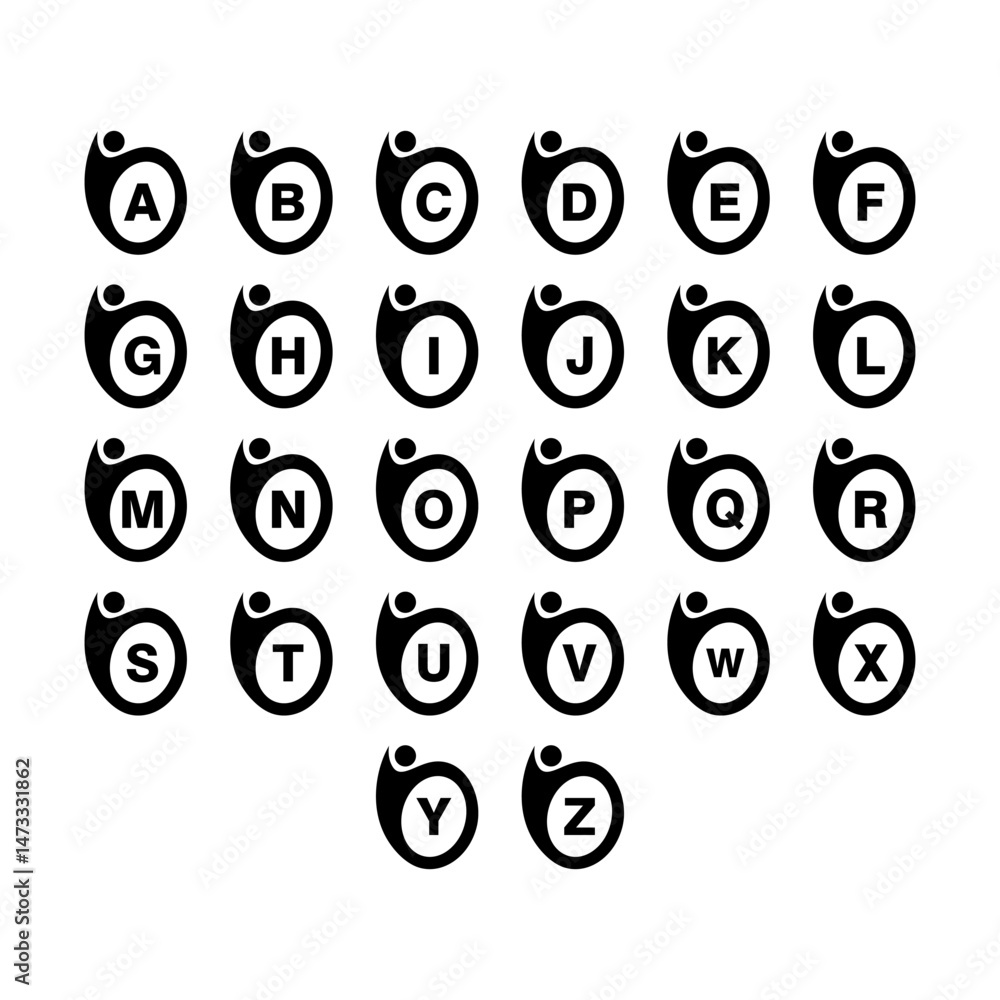 collection of alphabet with human logo design collection of alphabet with human logo design