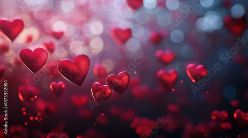 happy valentine day wallpaper with lots of heart shaped hearts Generative AI
