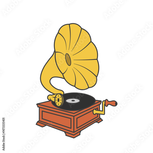 vector illustration of phonograph gramophone