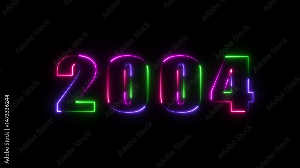 2004 neon line text animated. Abstract 2004 neon text animation ,Four neon color Glowing neon number text background .Year Number Neon Motion. neon animation.Colored Neon Light Form Generated Circle 2004 neon line text animated. Abstract 2004 neon text animation ,Four neon color Glowing neon number text background .Year Number Neon Motion. neon animation.Colored Neon Light Form Generated Circle