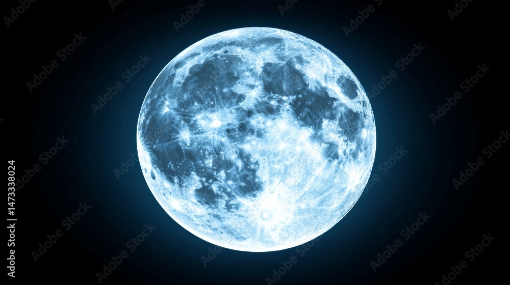Obraz premium Glowing Moon Over a Quiet Town at Night