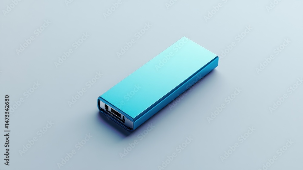 Light teal blue power bank, sleek and modern design Light teal blue power bank, sleek and modern design