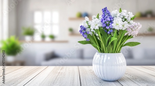 Wallpaper Mural Spring bouquet on a wooden table in a cozy home Torontodigital.ca