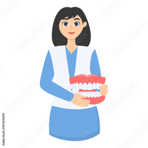 Dental Care Person Character. Vector Cartoon Illustration.