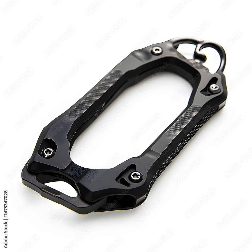 Obraz premium Black Carbon Fiber Keychain Closeup.