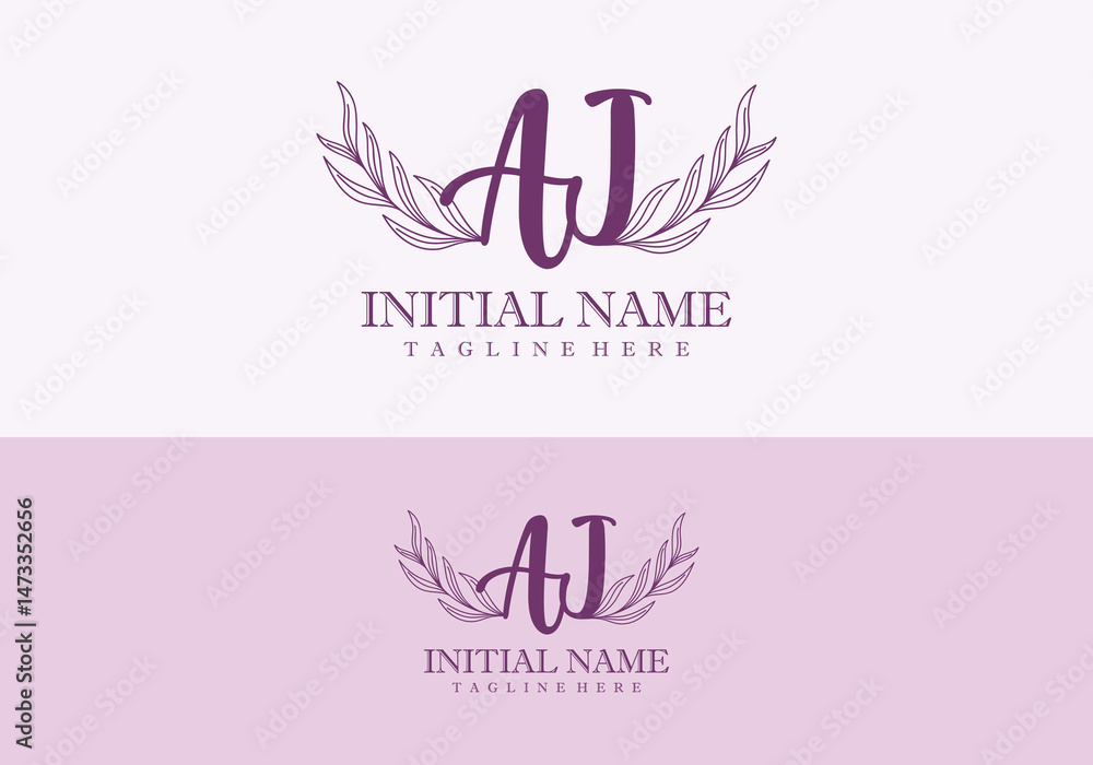 Minimalist concept wedding monogram set with initials letter Aj Minimalist concept wedding monogram set with initials letter Aj