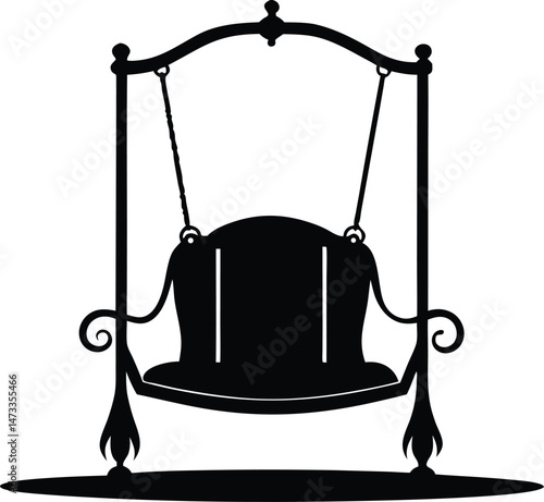 Swing con,Swing Chair Silhouette vector llustration