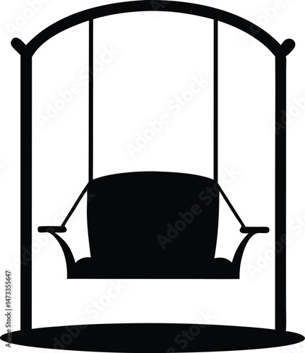 Swing con,Swing Chair Silhouette vector llustration