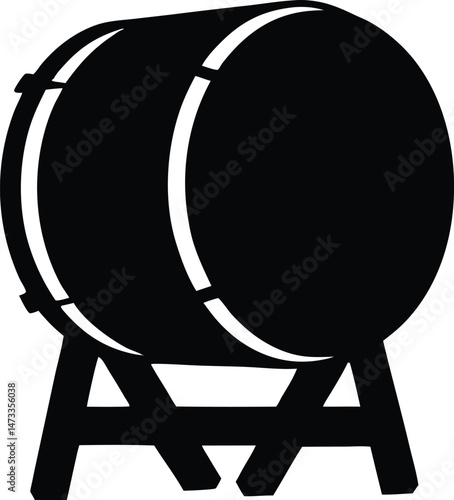 Taiko Drum Silhouette, Drum Vector  illustration