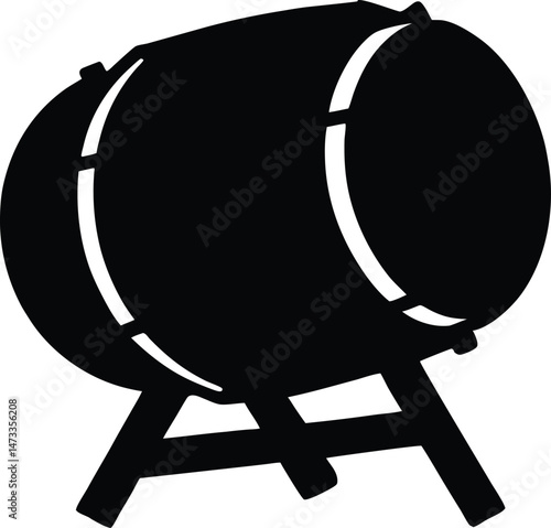 Taiko Drum Silhouette, Drum Vector  illustration