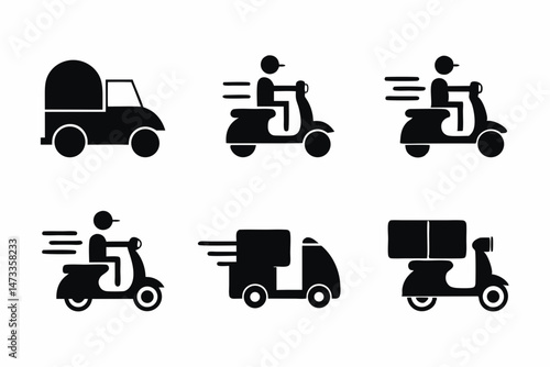 set of Fast delivery icon silhouette vector illustration