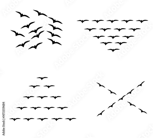 A flock of swallows silhouetted against the sky in graceful flight. Wild Birds Unlimited: your source for bird food, feeders, and expert feeding advice.