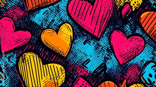 Vibrant heart pattern on a textured background