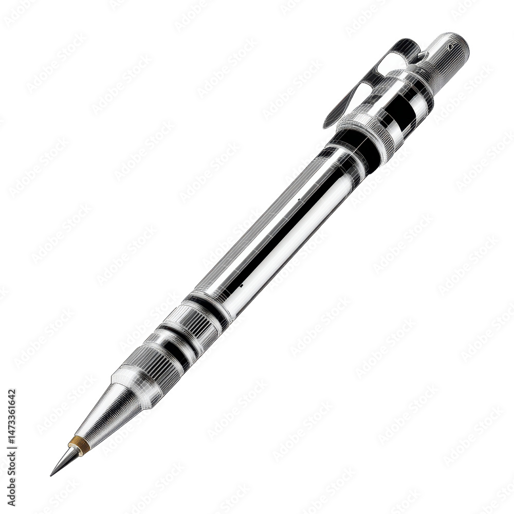 Naklejka premium ecudation png style. Pen with a sleek design and fine tip.