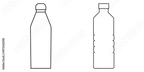 Bottle icon set. Bottle vector icon. Bottle icon with different style. Black and white color.