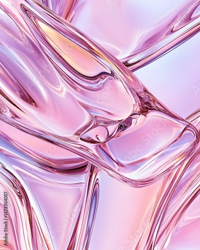 Abstract digital art with a pink and purple color scheme and a glossy texture