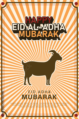 Happy Eid Al-Adha Mubarak retro design