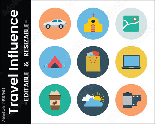 Travel Planning And Exploration Icon Set For Travel Agencies And Blogging Platforms In Flat Style