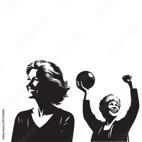 Happy Senior Woman Silhouette

Aged Woman Smiling Vector

Black and White Elderly Woman